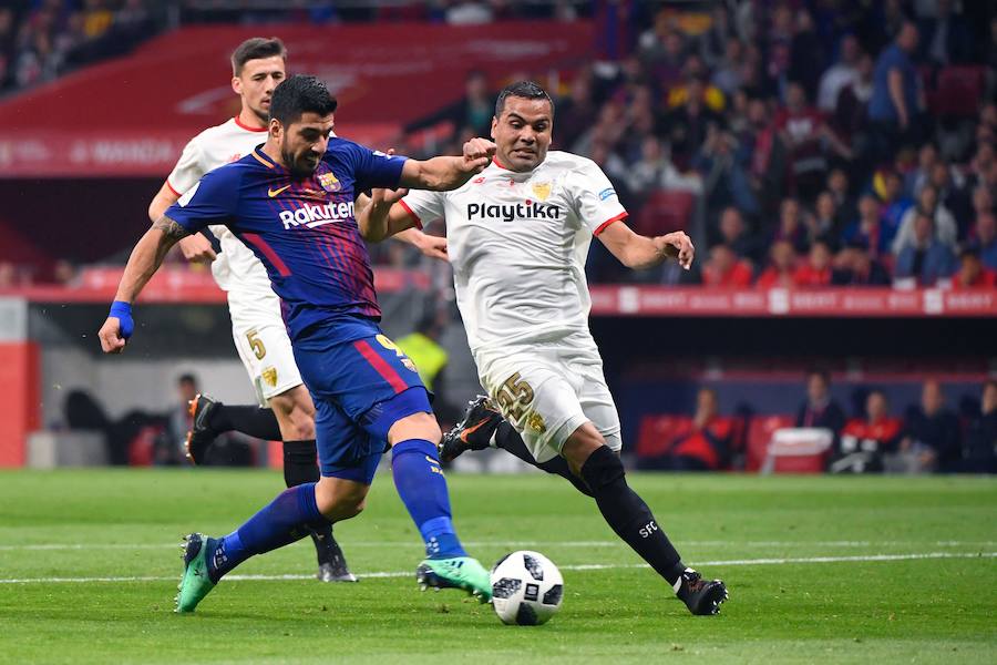 El Barcelona consigue su cuarta Copa del Rey consecutiva ante un Sevilla que fue muy inferior. Doblete de Suárez y tantos de Messi, Countinho y un Iniesta que fue masivamente ovacionado por el Wanda Metropolitano 