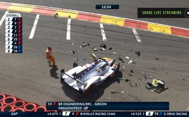 El coche de Fittipaldi tras el accidente. 