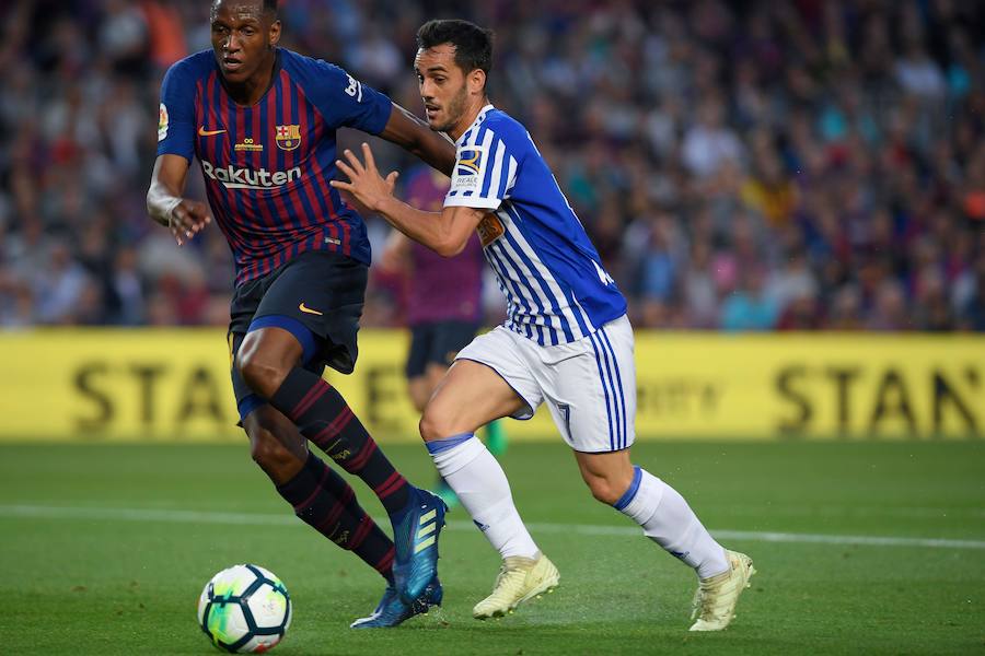 Último partido de la temporada en el Camp Nou para un Fútbol Club Barcelona que ha vivido la despedida de Andrés Iniesta y que no ha podido batir el récord de los 6.000 goles, al ganar por un solo tanto a la Real Sociedad