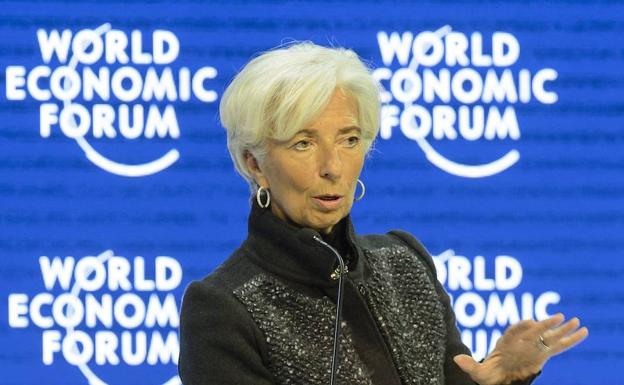 La directora gerente del Fondo Monetario Internacional, Christine Lagarde, en el foro de Davos.