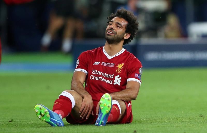 Salah, durante la final de la Champions.