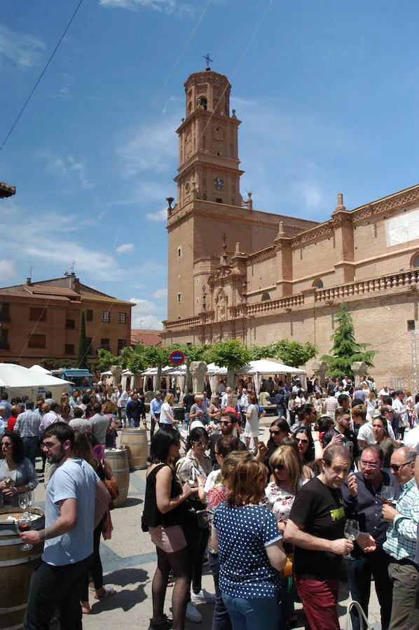 Ambiente de la Feria Entreviñas celebrada en Aldeanueva de Ebro el sábado. Éxito de público y también para las bodegas que propusieron sus nuevos productos en las casetas montadas para el evento. 