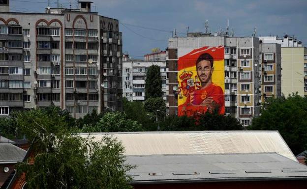 Mural de Sergio Ramos en Krasnodar.