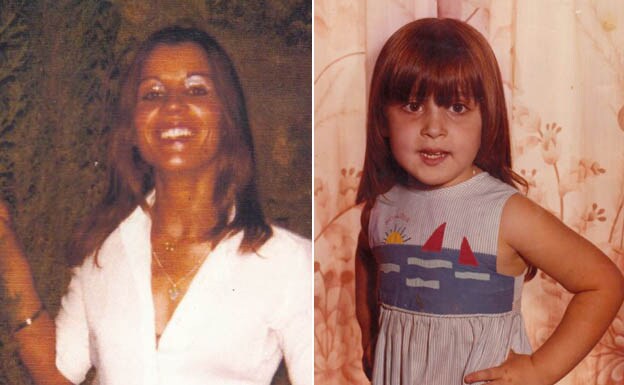 A la izquierda, Agustina en la época en la que conoció a Carlos. A la derecha, Lidia, la hija de ambos, a principios de los 80