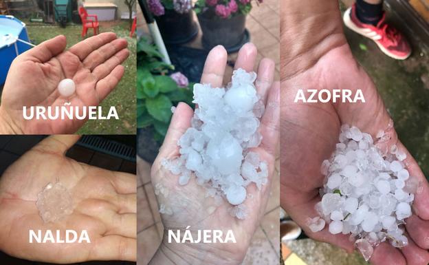 Granizo recogido en varios puntos de La Rioja. 