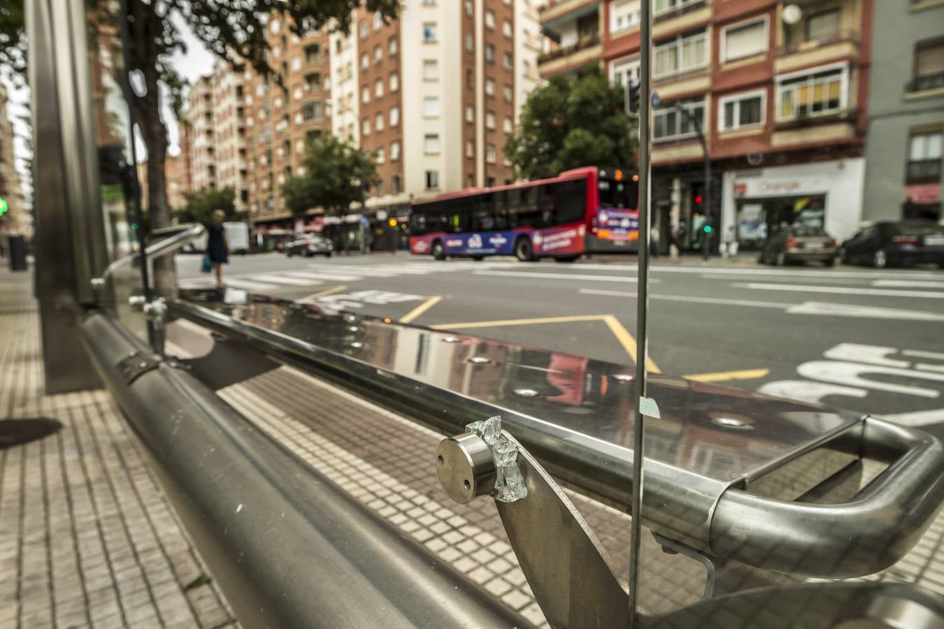 Decenas de marquesinas de Logroño han amanecido esta mañana con los cristales rotos, en lo que parece ser un acto vandálico que se ha repetido por casi toda la ciudad entre la 1 y las 5 de la madrugada. 