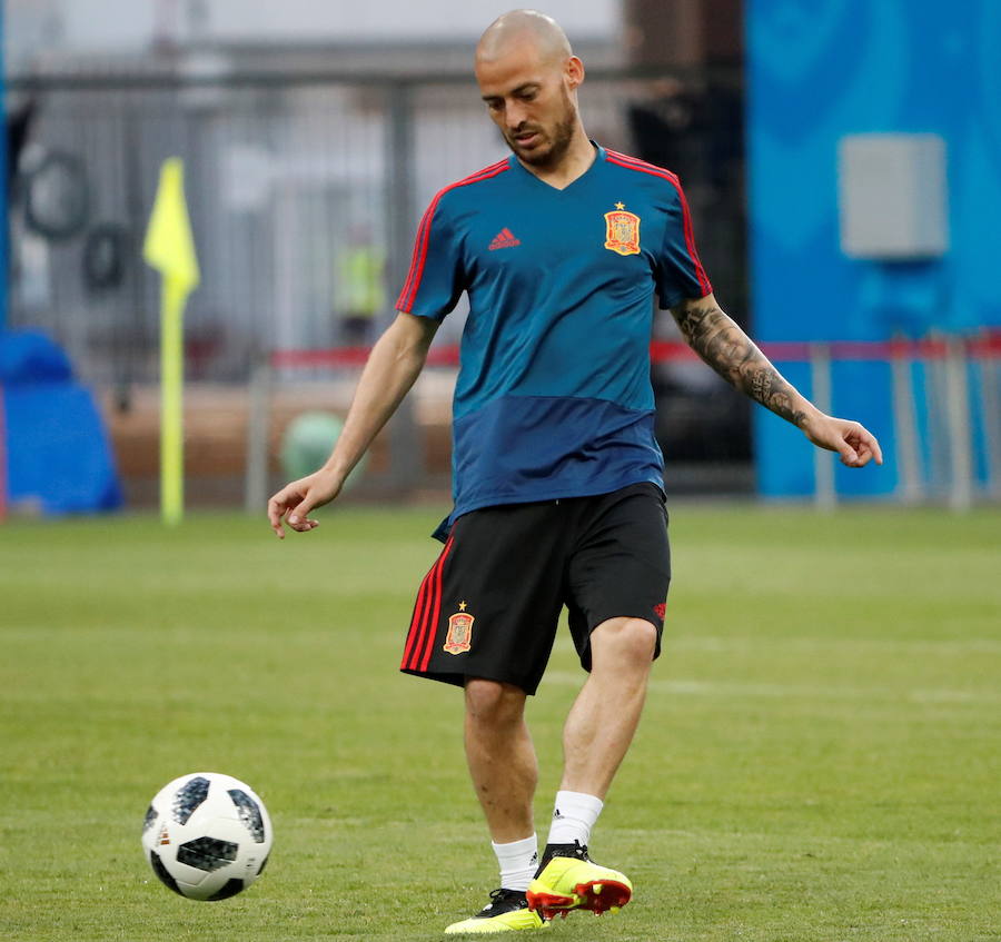 Silva, durante un entrenamiento con la selección.