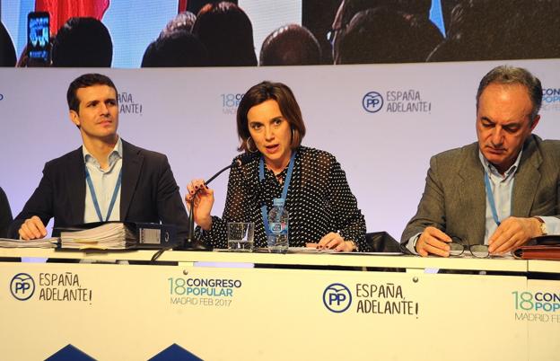 Casado y Gamarra, el año pasado, durante la ponencia que compartieron en el congreso del PP nacional. :: newsphotopress