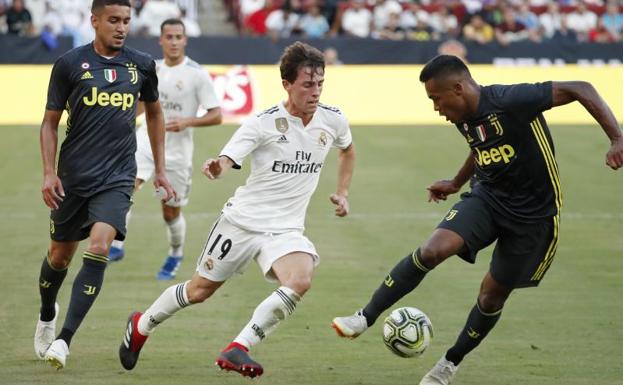 Odriozola, en uno de sus primeros partidos con el Real Madrid. 