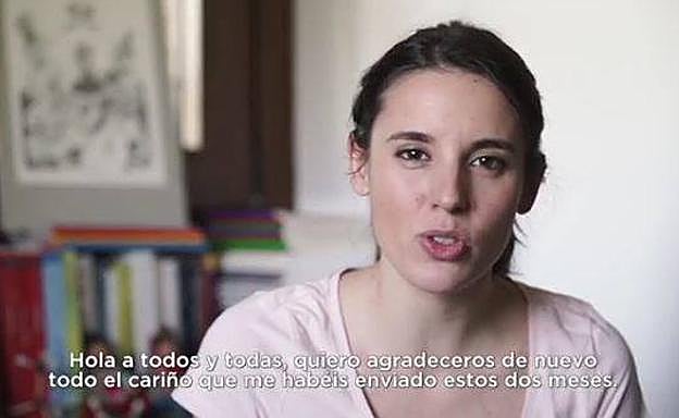 Capturas de pantalla del vídeo de Instagram de Irene Montero.