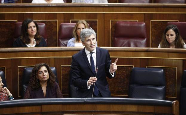 El ministro Fernando Grande-Marlaska, durante su intervención en el Congreso.