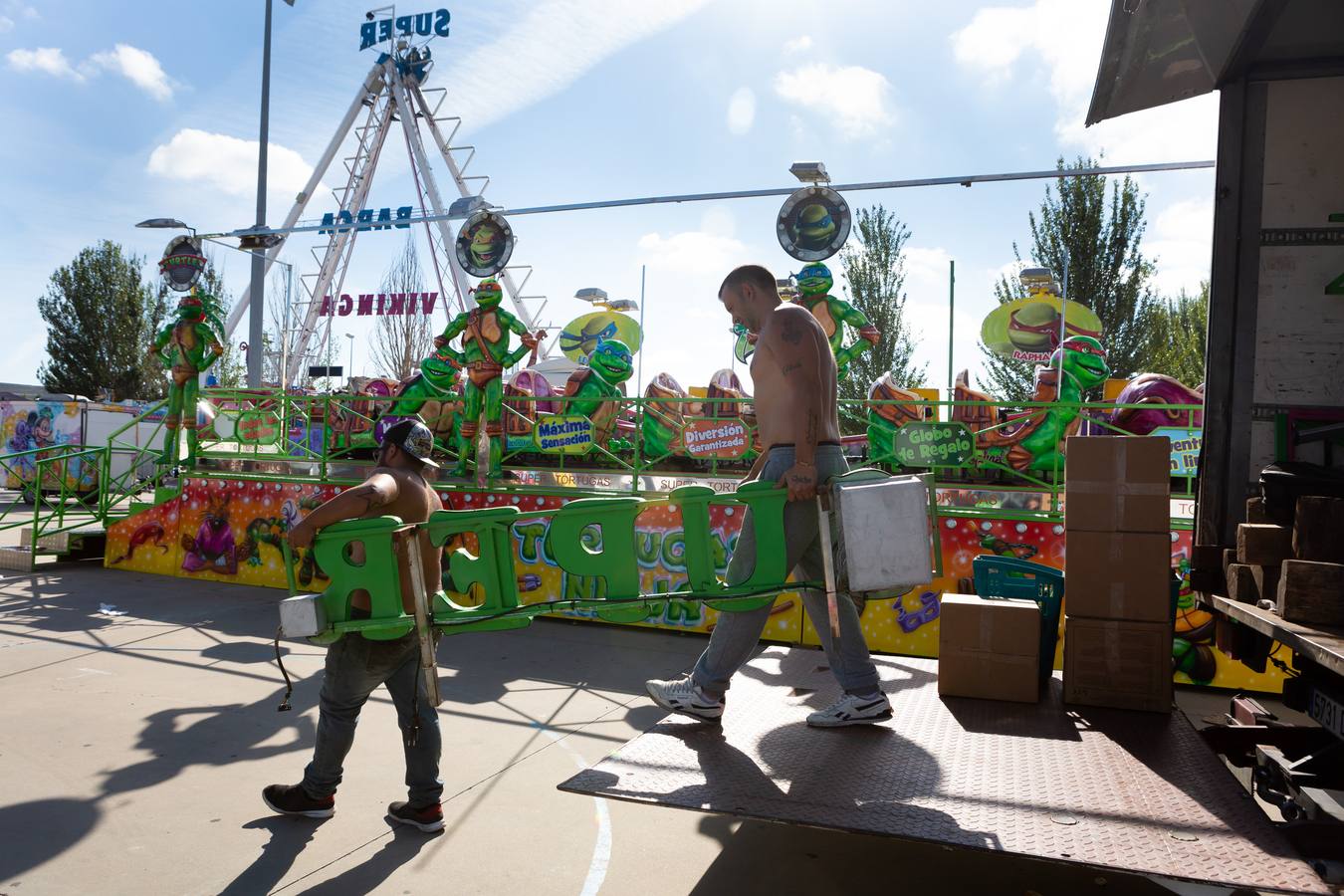 El ferial se prepara para el inicio de las fiestas de San Mateo de Logroño 2018