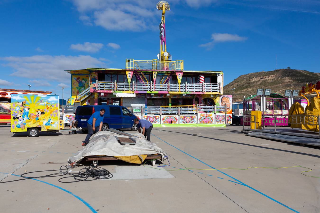 El ferial se prepara para el inicio de las fiestas de San Mateo de Logroño 2018