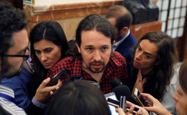 Pablo Iglesias, este miércoles durante el pleno de control al Gobierno, en el Congreso