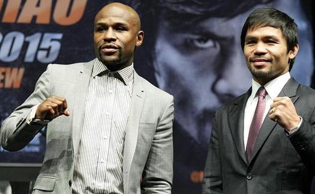 Manny Pacquiao (d) y Floyd Mayweather. 