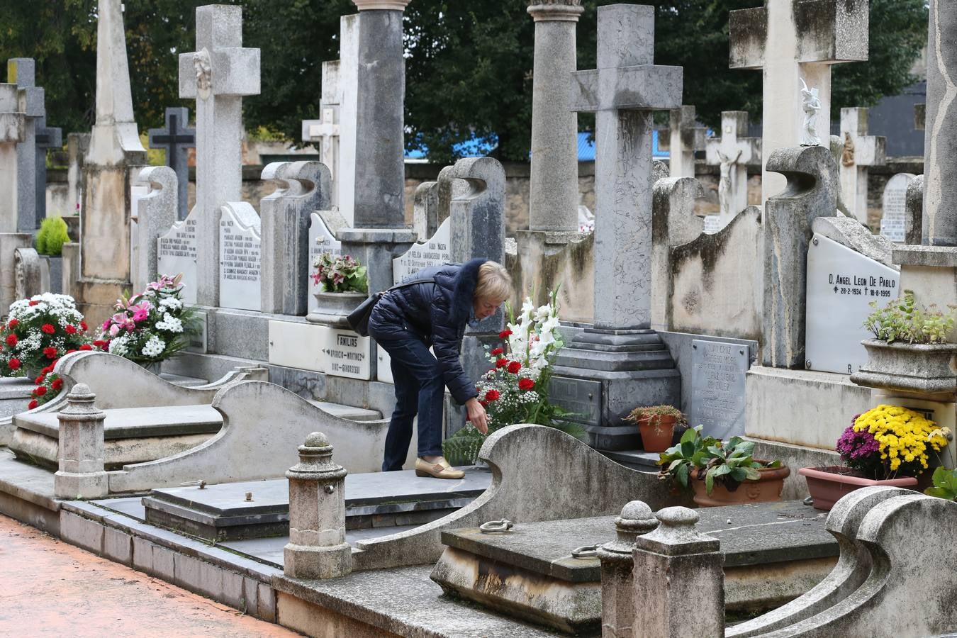 Decenas de logroñeses adornan con flores las tumbas de sus seres queridos con motivo del Día de Todos los Santos.