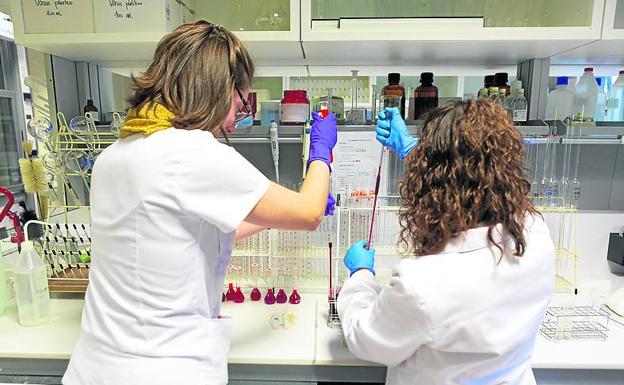 Dos jóvenes investigadoras, en uno de los laboratorios. .