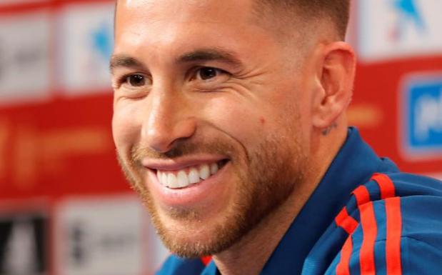 Sergio Ramos, durante la rueda de prensa en Zagreb. 