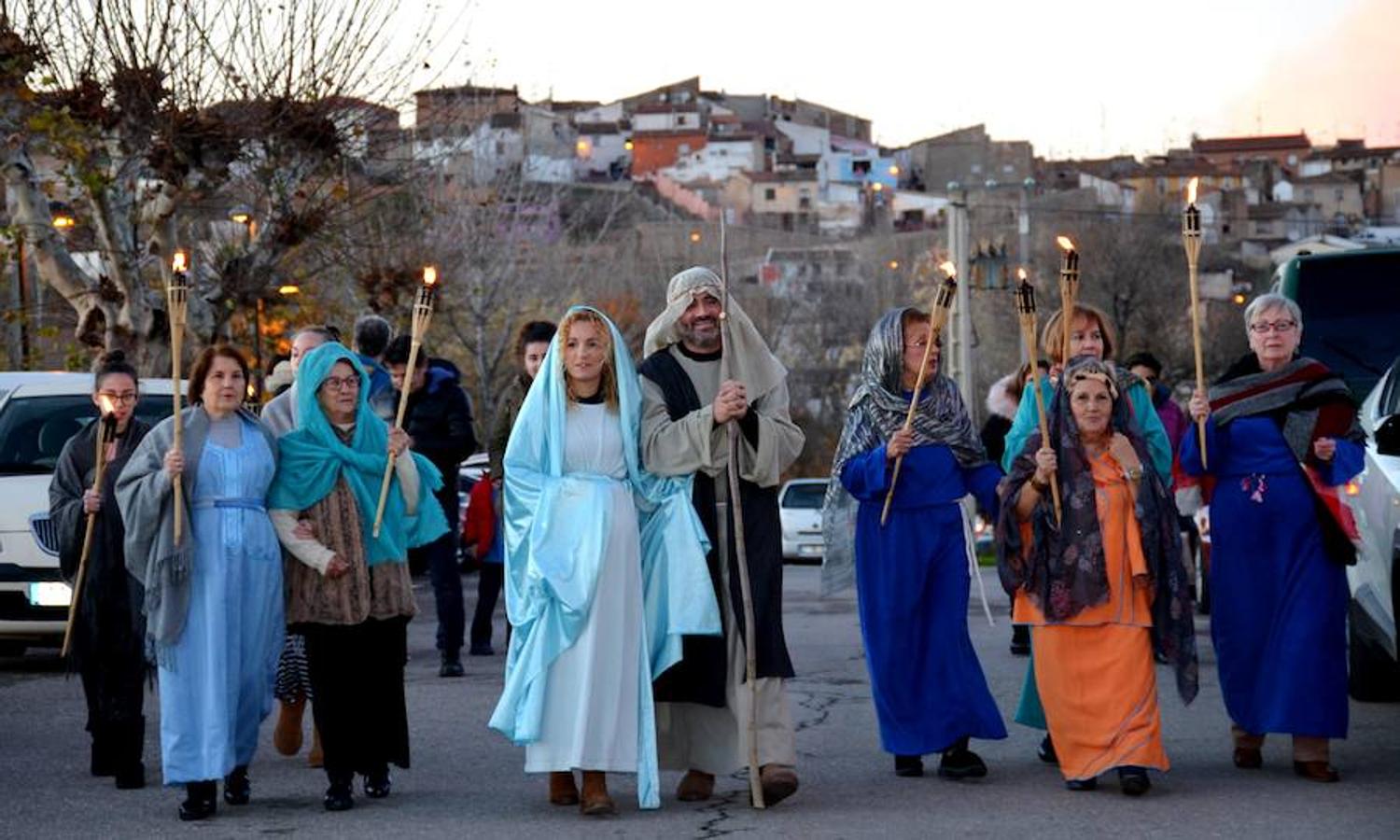 Representación de un belén viviente que ha habido esta tarde en el santuario del Carmen en Calahorra