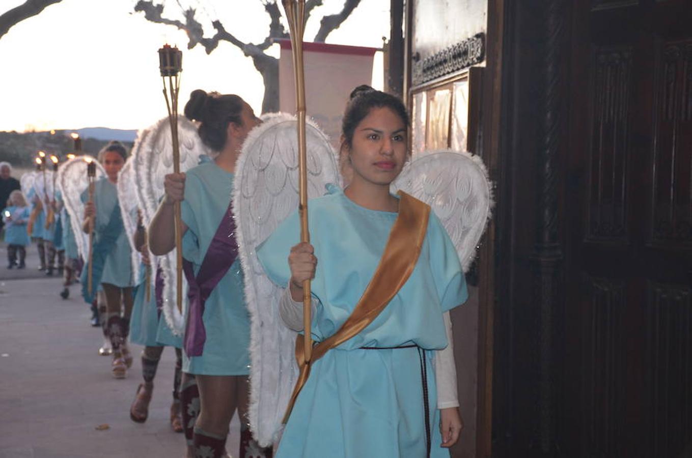 Representación de un belén viviente que ha habido esta tarde en el santuario del Carmen en Calahorra