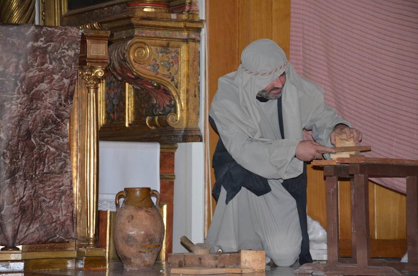 Representación de un belén viviente que ha habido esta tarde en el santuario del Carmen en Calahorra