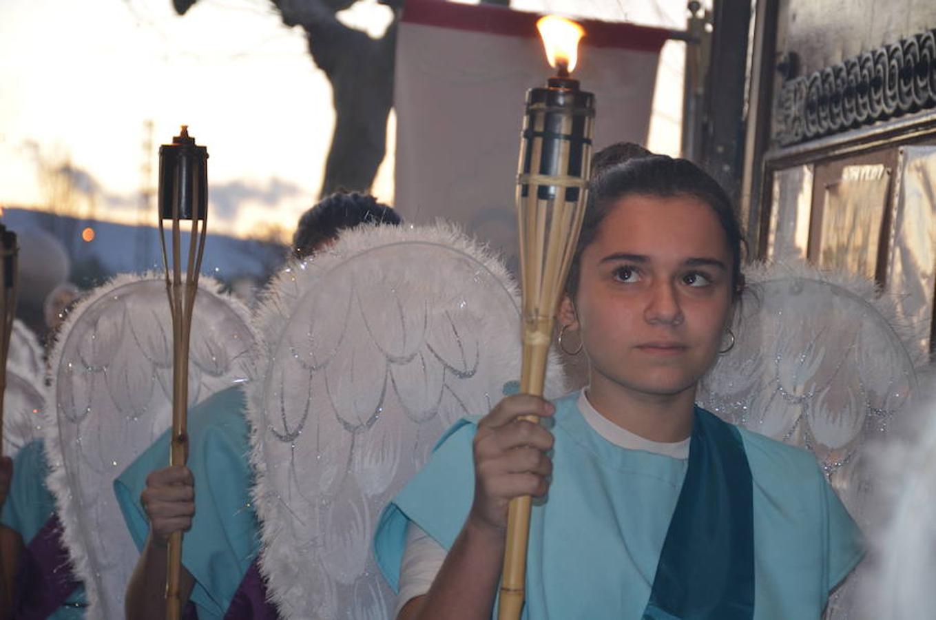 Representación de un belén viviente que ha habido esta tarde en el santuario del Carmen en Calahorra