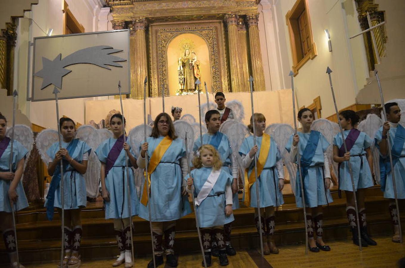 Representación de un belén viviente que ha habido esta tarde en el santuario del Carmen en Calahorra