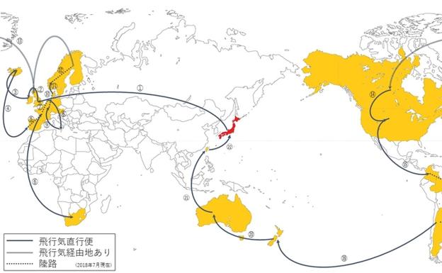 Itinerario previsto para los seis meses de viaje. 