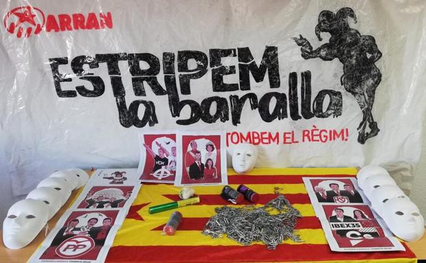 Material incautado a los miembros de Arran detenidos.