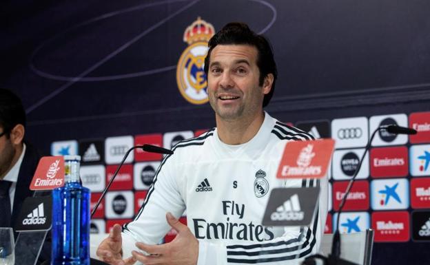 Santiago Solari, durante la rueda de prensa previa al partido ante el Espanyol.