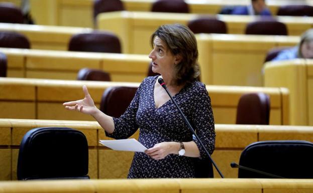 La ministra para la Transición Ecológica. Teresa Ribera, en el Senado 