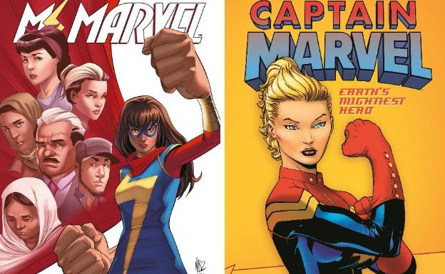 Portada de la nueva Ms. Marvel y de Capitana Marvel. 