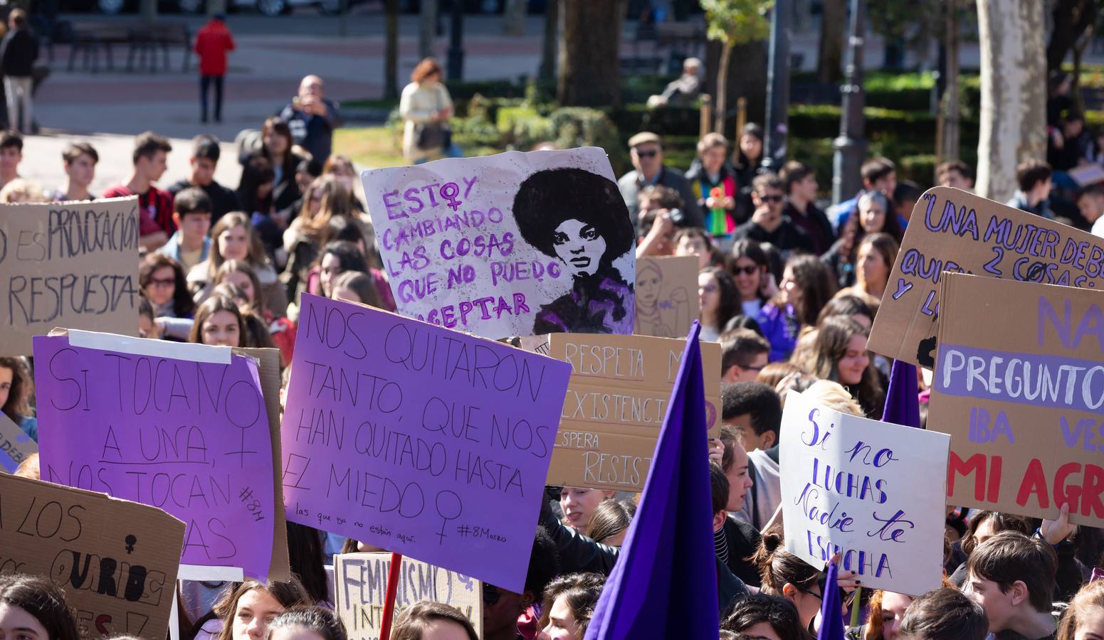 Fotos: La manifestación feminista estudiantil en Logroño, de camino a La Concha