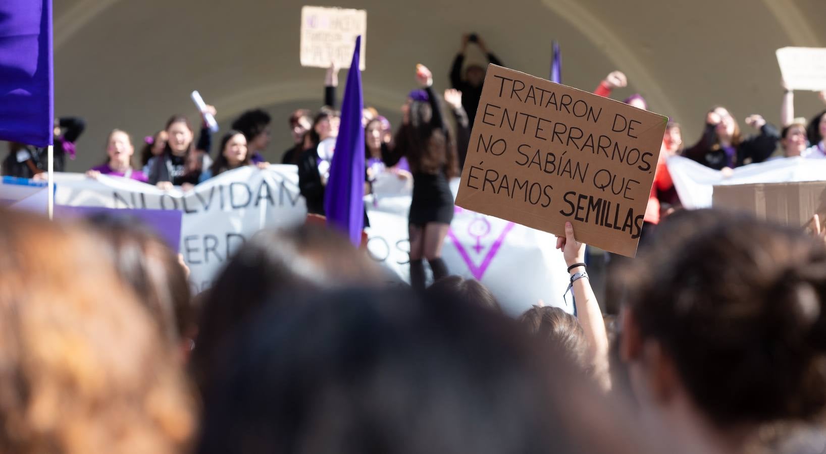 Fotos: La manifestación feminista estudiantil en Logroño, de camino a La Concha