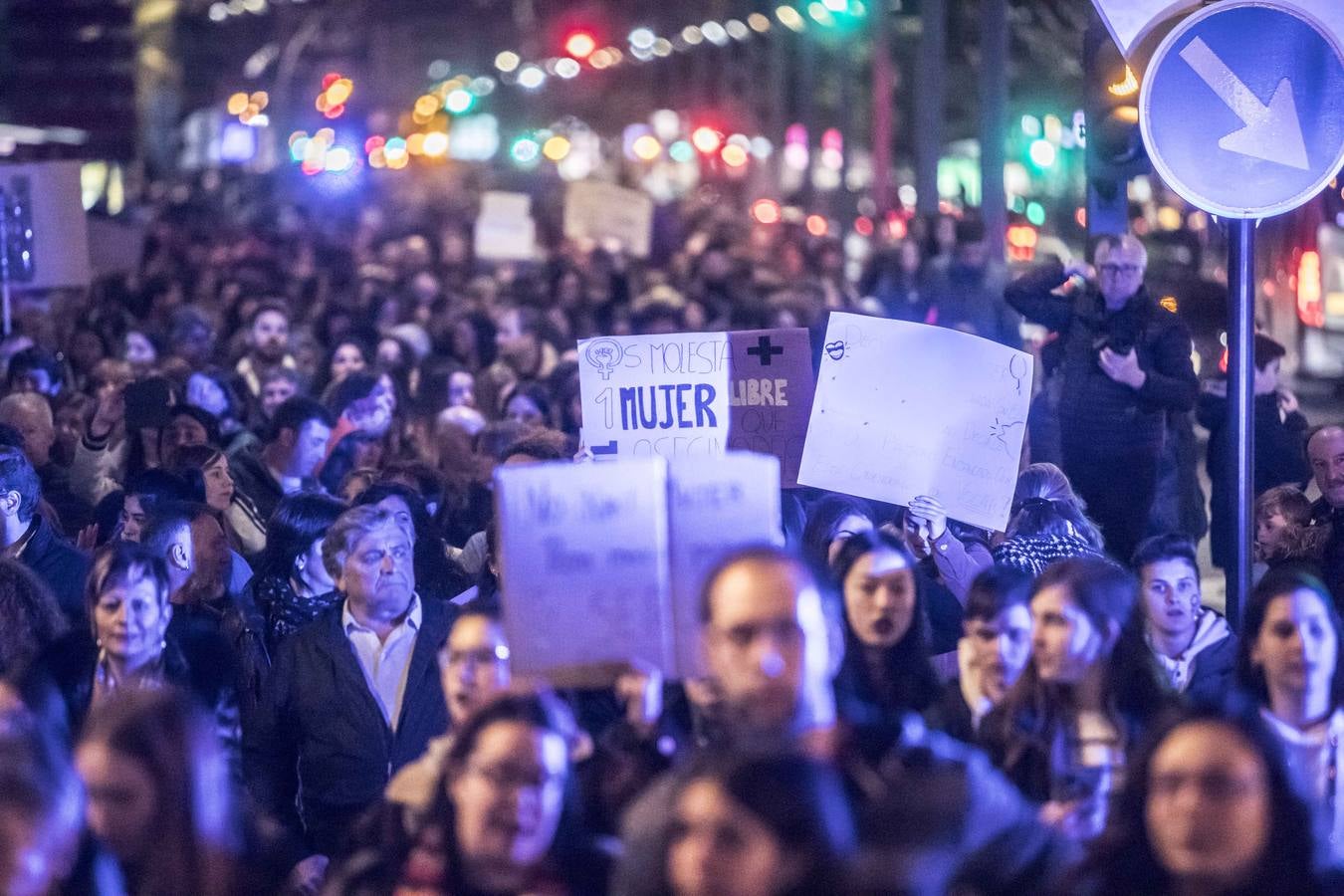 Fotos: La manifestación del Día de la Mujer llena al anocchecer las calles de Logroño