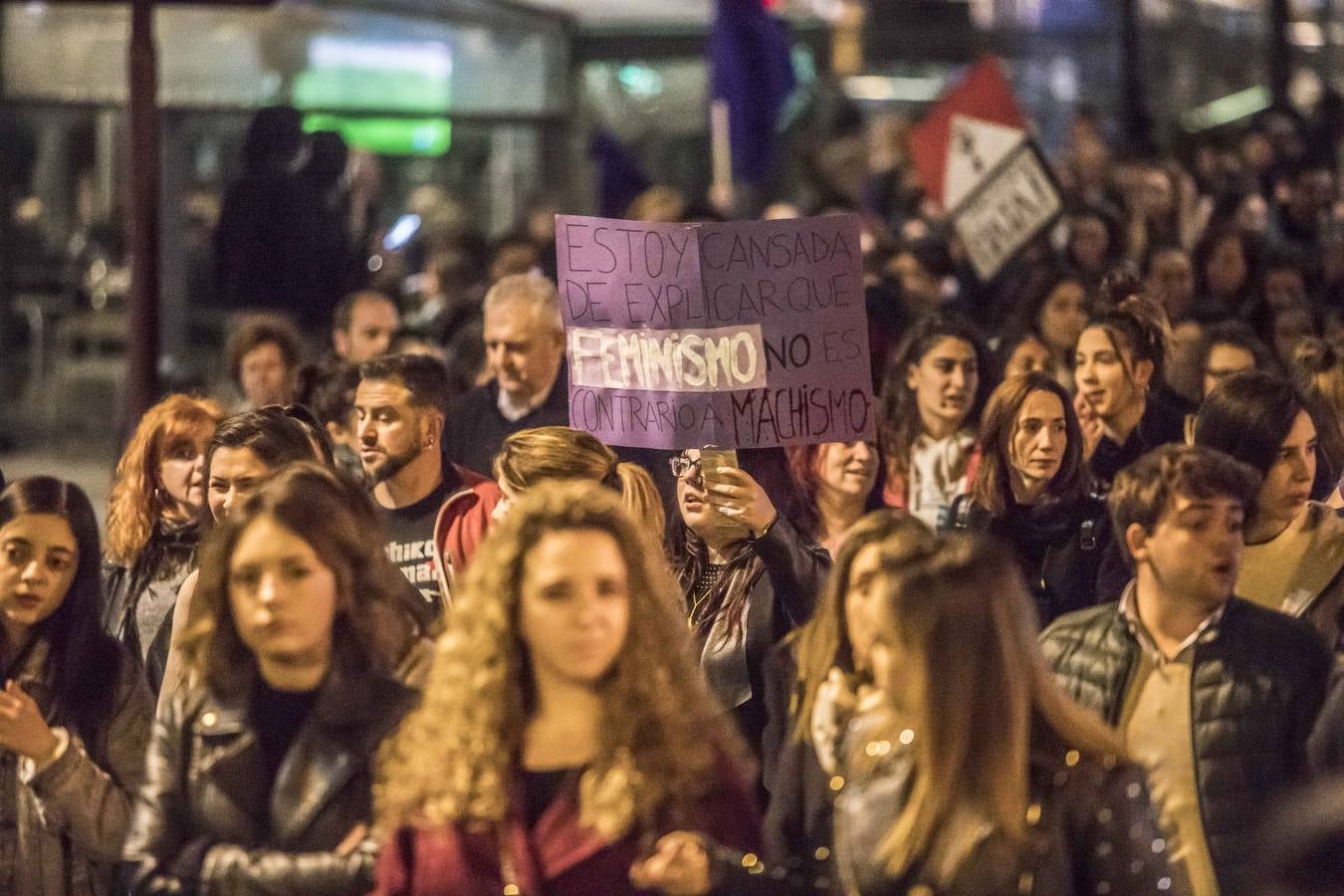 Fotos: La manifestación del Día de la Mujer llena al anocchecer las calles de Logroño