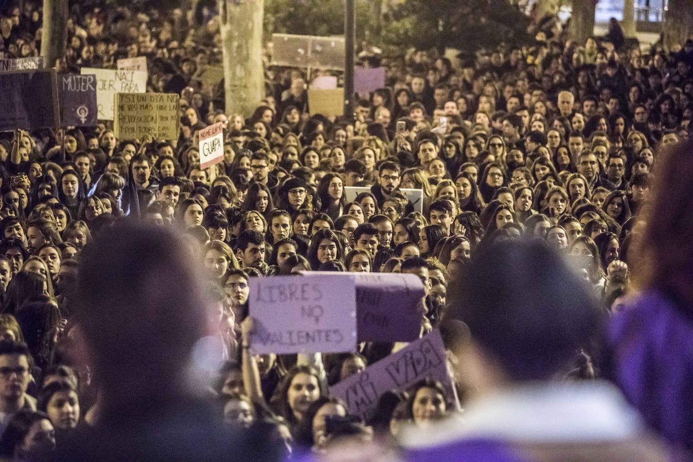 Fotos: La manifestación del Día de la Mujer llena al anocchecer las calles de Logroño