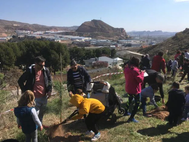 Las familias compartieron plantación en las faldas del castillo. :: e.p.