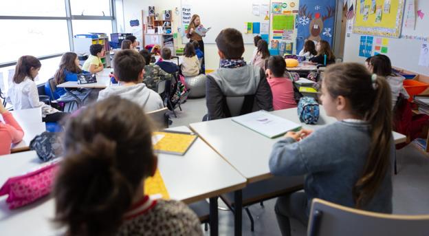 Alumnos durante una clase en un centro educativo de Logroño. 