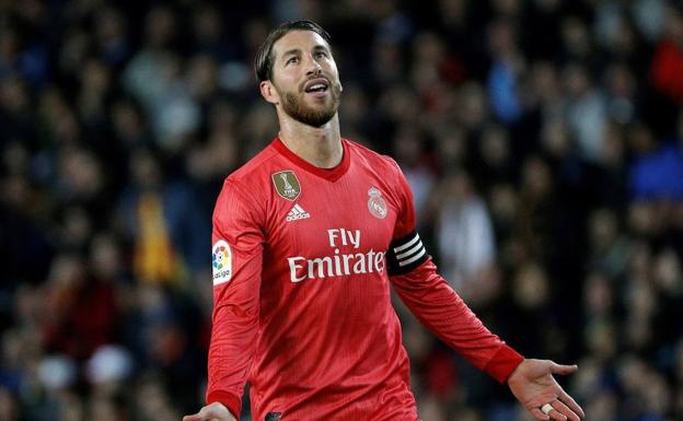 Sergio Ramos, durante el partido que midió al Real Madrid con el Valencia. 