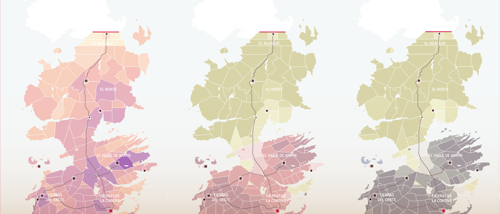 El mapa sociodemografico de Juego de tronos y los 7 reinos