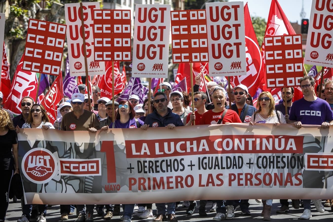 Las centrales mayoritarias logran reunir a entre 4.000 y 5.000 personas en la tradicional movilización del Día del Trabajo