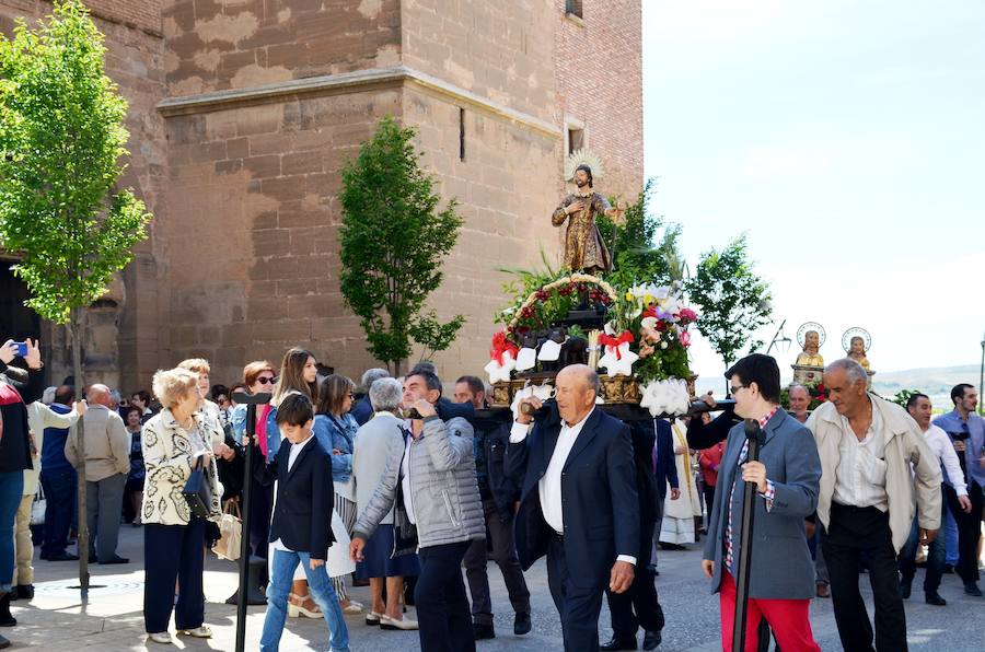 Fervor y tradición durante el recorrido de la imagen de San Isidro Labrador por las calles de Calahorra,, patrón de los agricultores 