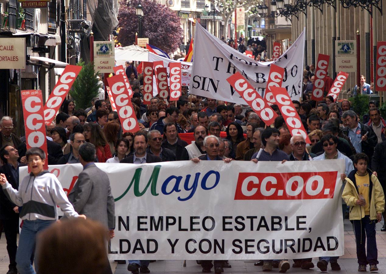 Manifestación del sindicato Comisiones Obreras en la celebración del Primero de Mayo del año 2000.