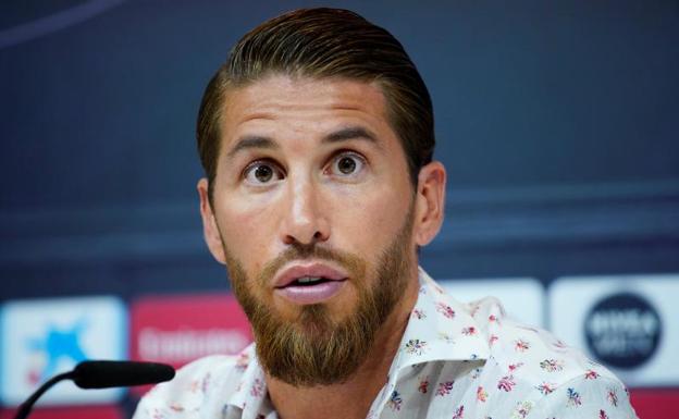 Sergio Ramos, durante la rueda de prensa. 