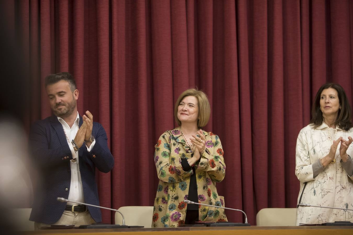 Acto de entrega de la Insignias de San Bernabe, en esta ocasión, al periodista Fernando Lazaro; la presidenta del CERMI, Manoli Muro; el medico Joaquin Yanguela; y la voluntaria Maria Jesus Romero