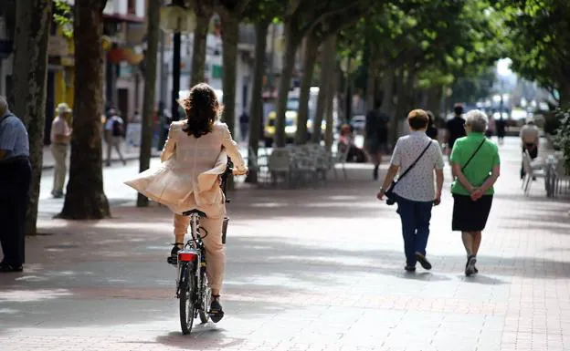 Varias personas, en una calle de Logroño. 