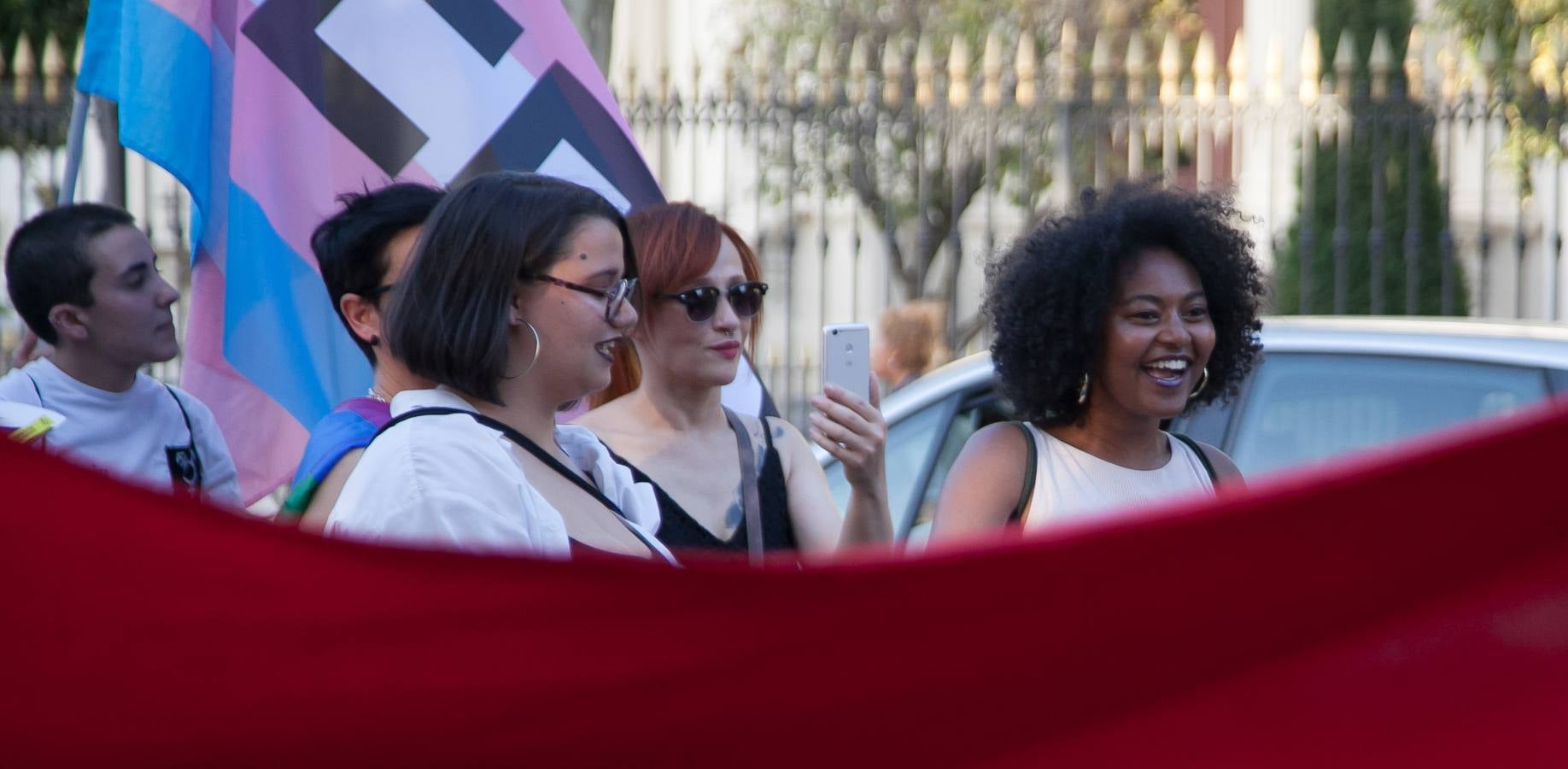 Unos jóvenes, durante la manifestación