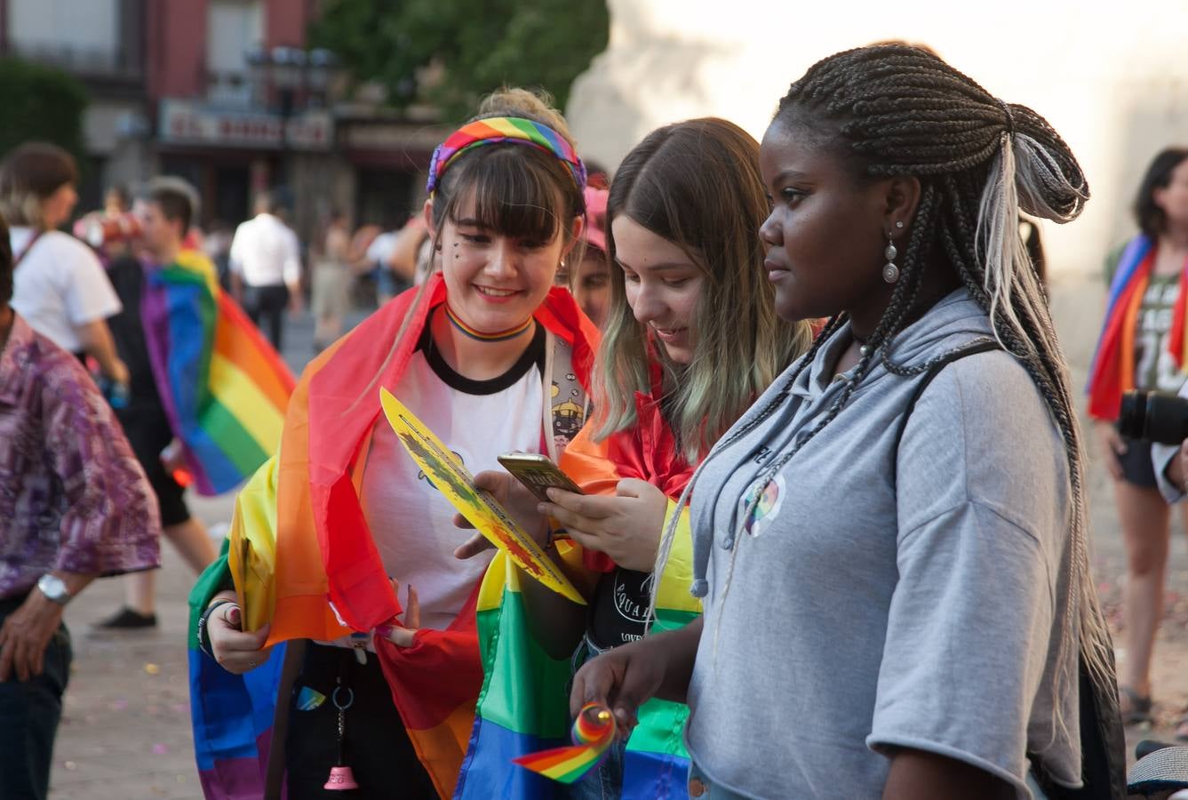 Unos jóvenes, durante la manifestación