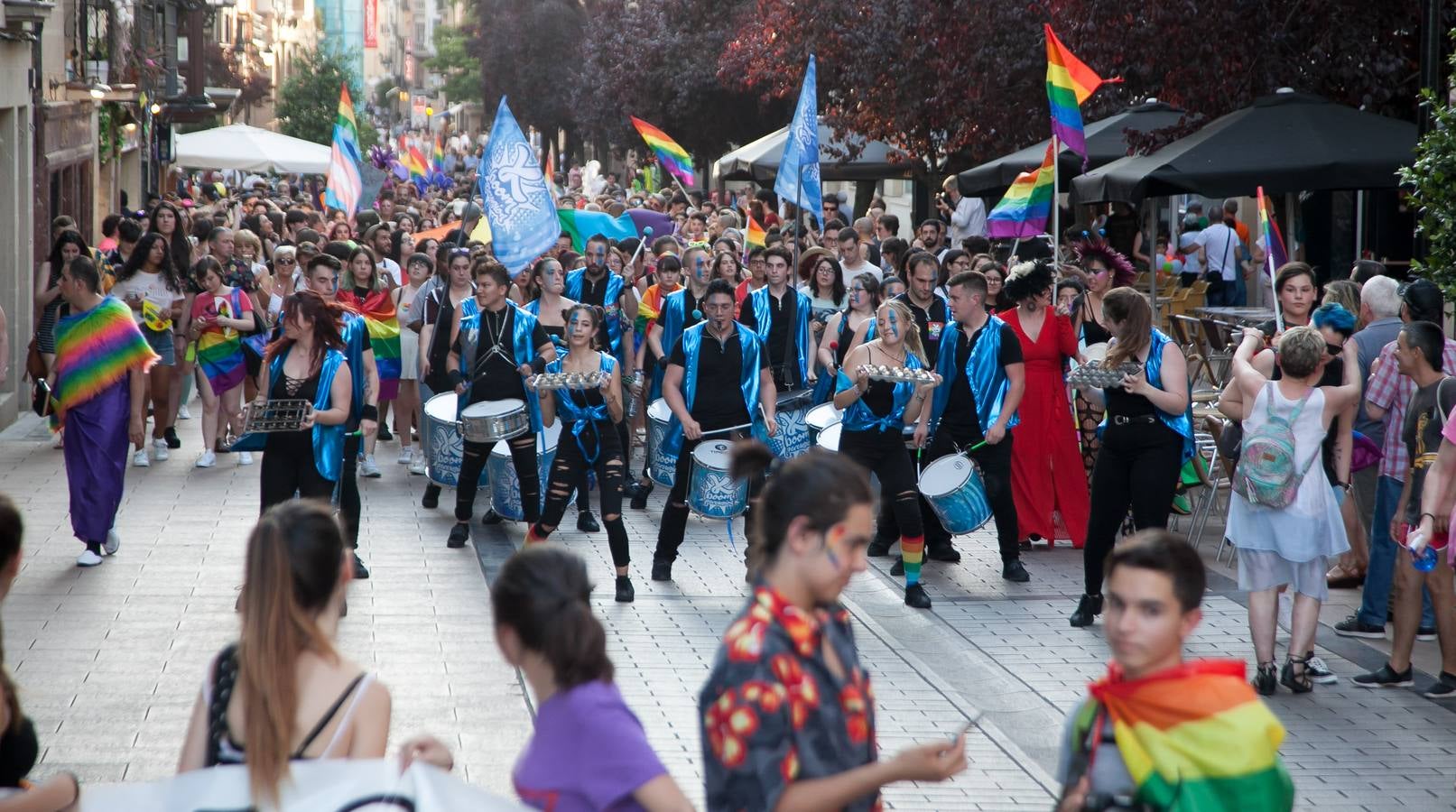 Unos jóvenes, durante la manifestación